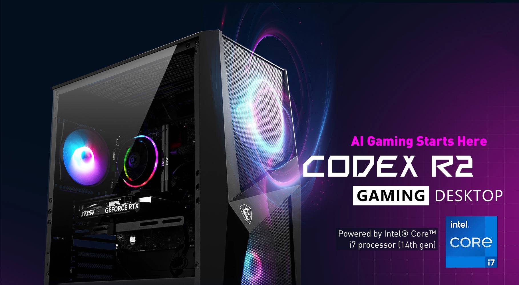 MSI Codex R2 (Tower) Gaming Desktop, Intel Core i7-14700F, GeForce RTX 4060  Ti 8G, 32GB Memory (16GB x 2), 1TB SSD, USB Type-C, VR-Ready, Windows 11  Pro - Newegg.com